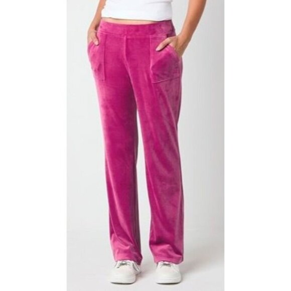 Juicy by Juicy Couture Mid Rise Straight Track Pant-Juniors, Small, Fuchsia, NEW - Picture 1 of 8
